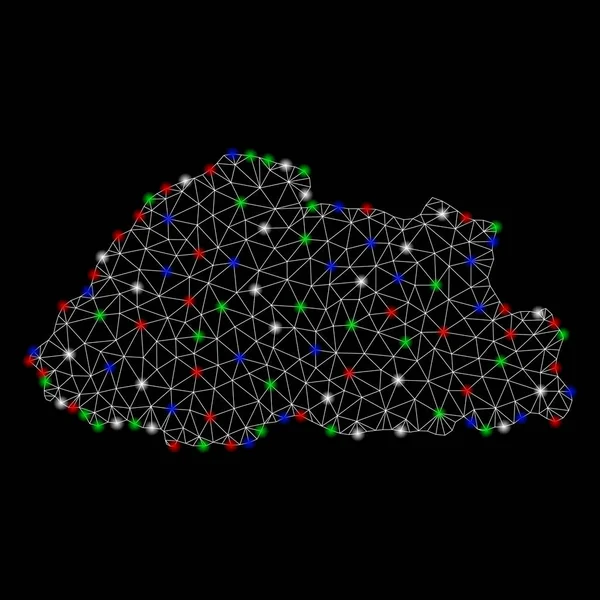 Işık Spotlar ile parlak Mesh karkas Bhutan Haritası