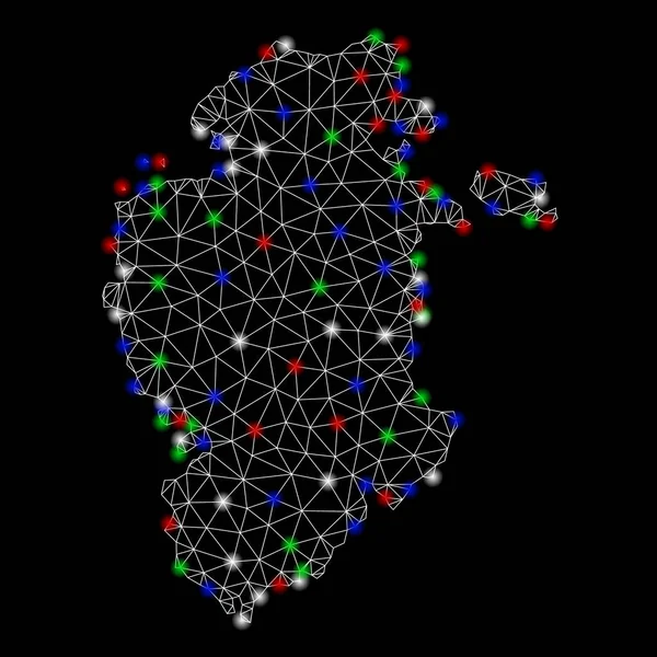 Bright Mesh Carcass Burgos Province Map with Flash Spots