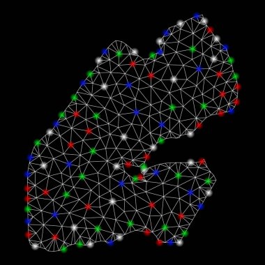 Flash Spotlar ile parlak mesh ağ Djibouti Haritası