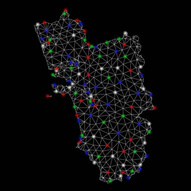 Parlama Spotlar ile parlak Mesh tel çerçeve Goa devlet Haritası