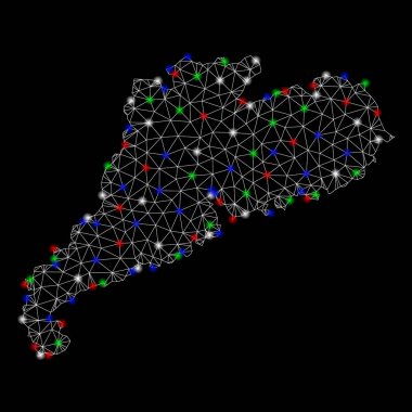 Parlak Mesh 2D Guangdong Eyaleti Haritası ile ışık Spotlar