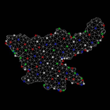 Işık Spotlar ile parlak Mesh 2D Jharkhand devlet Haritası