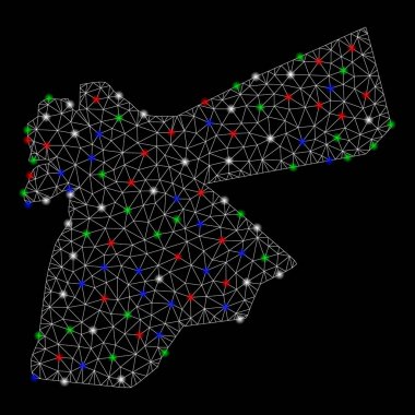 Flash Spotlar ile parlak mesh ağ Jordan Haritası