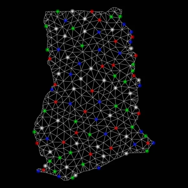 Flare Spotlar ile parlak mesh ağ Gana Haritası