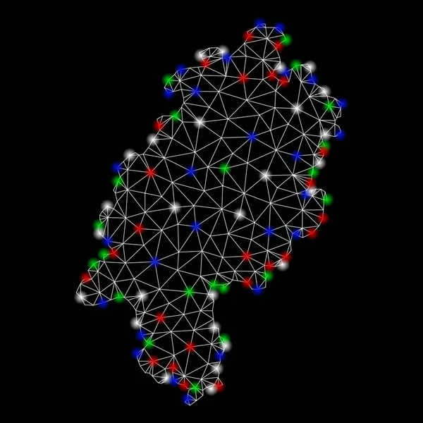 フラッシュスポットとブライトメッシュネットワークヘッセランドマップ — ストックベクタ
