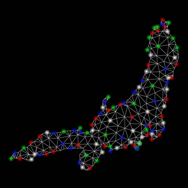 Parlama Spotlar ile parlak Mesh 2D Honshu Adası Haritası