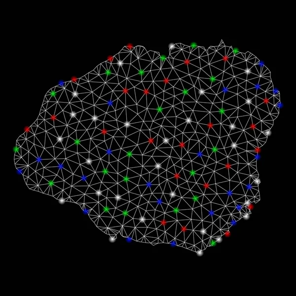 明亮的网状卡斯考艾岛地图与光点 — 图库矢量图片