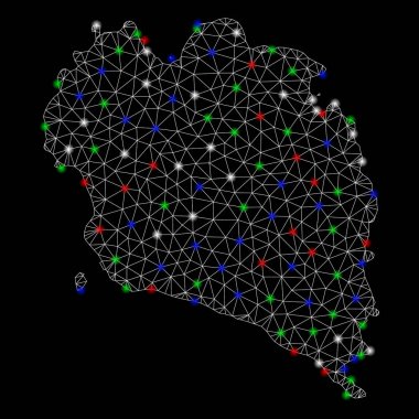 Parlak kafes tel çerçeve Koh Phangan Tay Adası Haritası ile Flash Spotlar