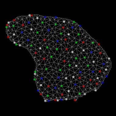 Flash Spotlar ile parlak kafes ağ Lanai Adası Haritası