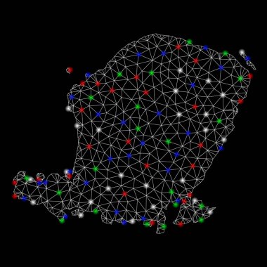 Parlak Mesh karkas Lombok Adası Haritası ile hafif Spotlar