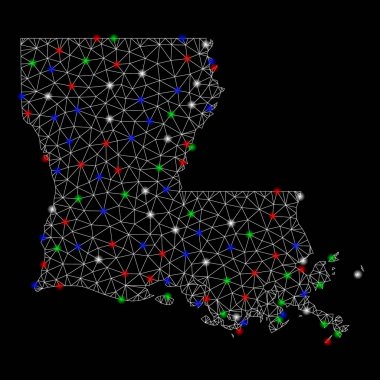 Flash Spotlar ile parlak Mesh karkas Louisiana Devlet Haritası