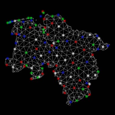 Parlak kafes tel çerçeve alt Saksonya arazi haritası ile Flash Spotlar