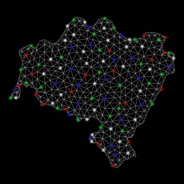 Flash Spotlar ile parlak mesh ağ alt Silesian Voivodeship Haritası