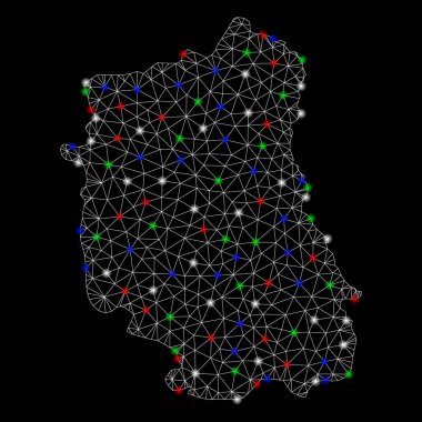Parlak kafes ağ Lublin Voivodeship harita ile Flash Spotlar