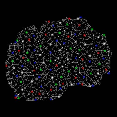 Işık Spotlar ile Bright mesh ağ Makedonya Haritası