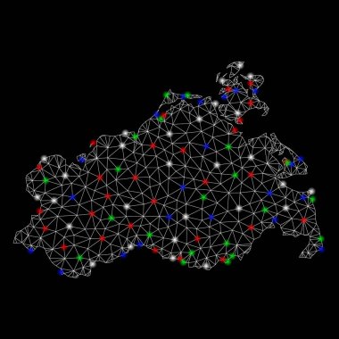 Işıltılı Spotlar ile parlak kafes tel çerçeve Mecklenburg-Vorpommern arazi haritası