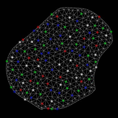 Flash Spotlar ile parlak Mesh 2D Nauru Haritası