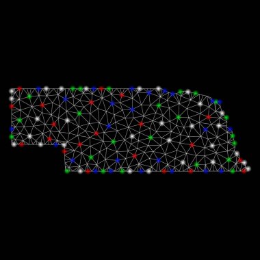 Parlak kafes ağ Nebraska devlet haritası ile ışık Spotlar