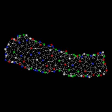 Işık Spotlar ile parlak Mesh 2D Nepal Haritası