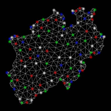 Parlak kafes karkas Kuzey Ren-Vestfalya arazi haritası ile flare Spotlar