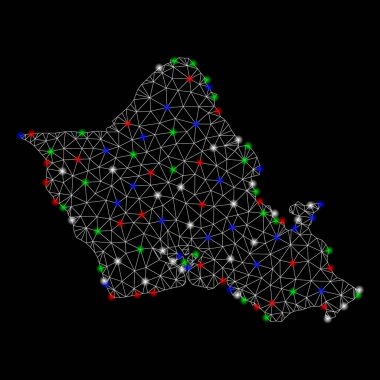Parlama Spotlar ile parlak Mesh 2D Oahu Adası Haritası