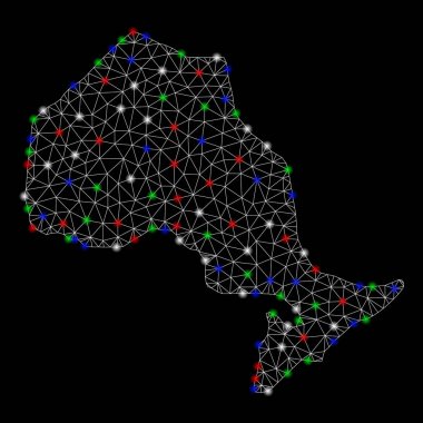 Parlak kafes tel çerçeve Ontario Province haritası ile Flash Spotlar