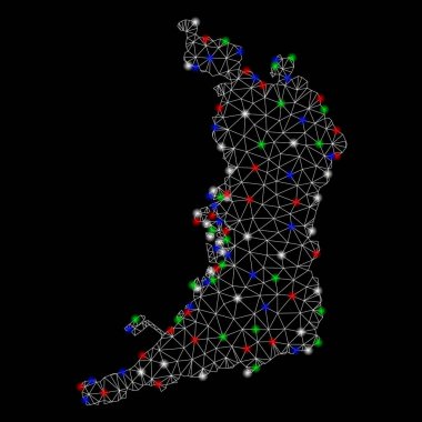 Parlama Spotlar ile parlak Mesh karkas Osaka Prefecture Haritası