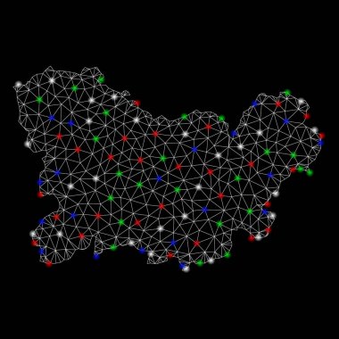 Flash Spotlar ile parlak Mesh karkas Ourense Eyaleti Haritası