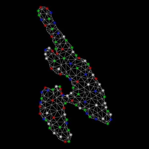 Carcasa de malla brillante Koh Phi Don Mapa con Flash Spots — Vector de stock