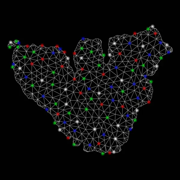 光のスポットと明るいメッシュのカーカスモーレア島マップ — ストックベクタ