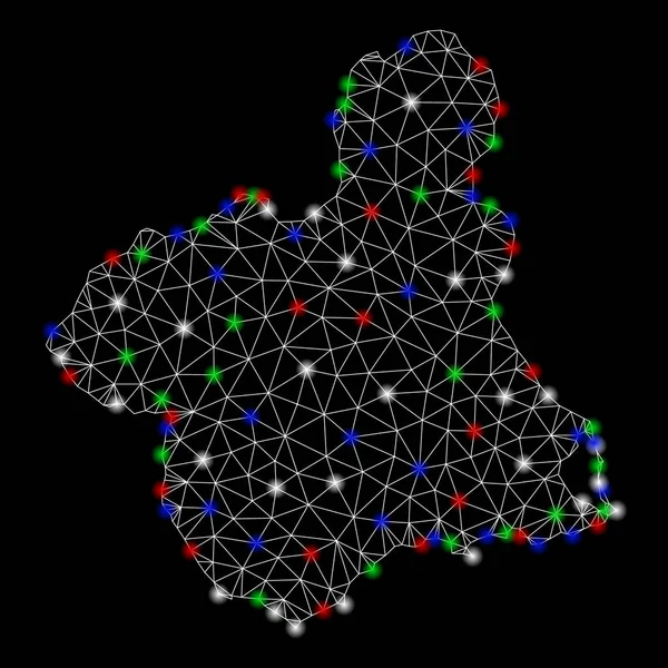 明るいメッシュネットワークムルシア州マップのフラッシュスポット — ストックベクタ