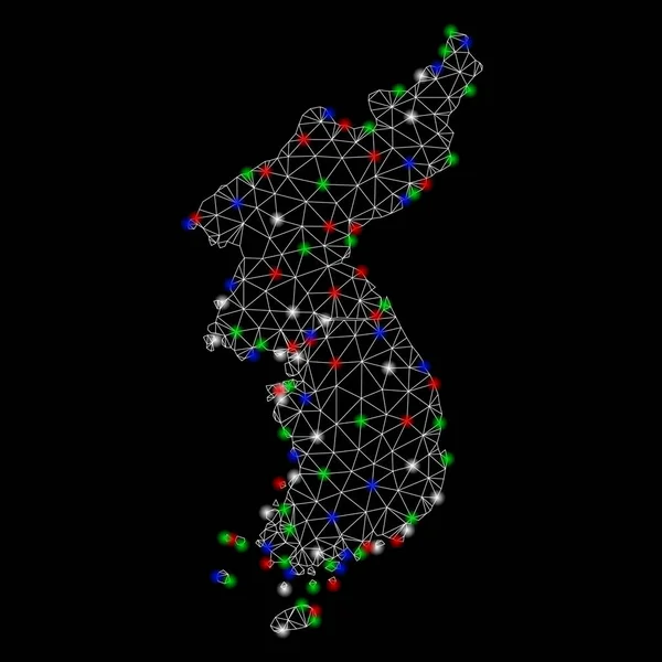 Parlak kafes ağ Kuzey ve Güney Kore harita flare Spotlar ile
