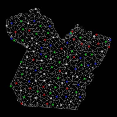 Parlama Spotlar ile parlak kafes tel çerçeve Paral devlet Haritası