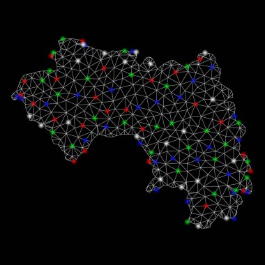 Flaş Spotlar ile Gine Haritası Bright mesh ağ Cumhuriyeti