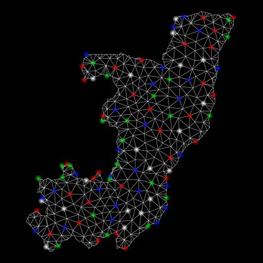 Flare Spotlar ile parlak kafes tel çerçeve Kongo Haritası Cumhuriyeti
