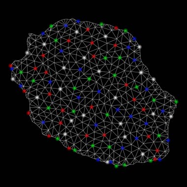 Flash Spotlar ile Bright mesh ağ Reunion Adası Haritası