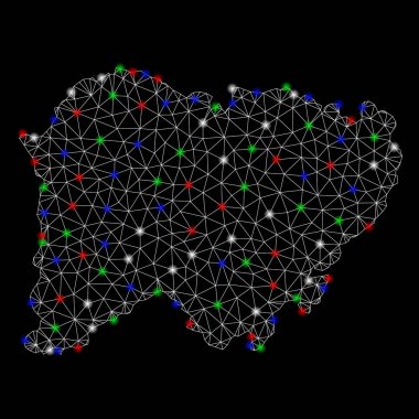 Parlak kafes tel çerçeve Salamanca Eyaleti Haritası ile Flash Spotlar