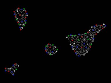 Parlak Mesh 2D Santa Cruz de Tenerife Province haritası ile ışık Spotlar