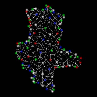 Parlayan Spotlar ile parlak kafes ağ Saksonya Anhalt arazi haritası