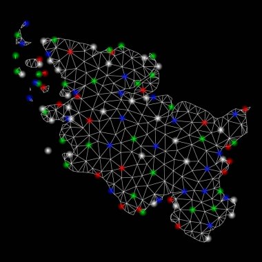Parlak kafes karkas Schleswig-Holstein arazi haritası ile Flash Spotlar