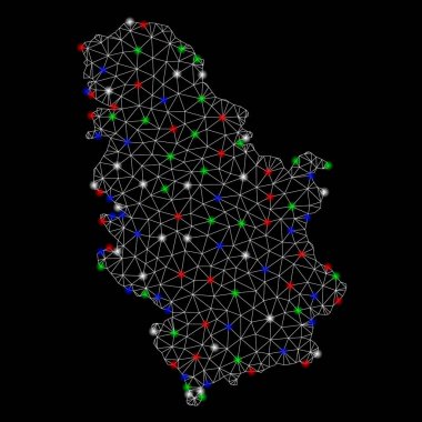 Parlak kafes karkas Sırbistan harita flare Spotlar ile