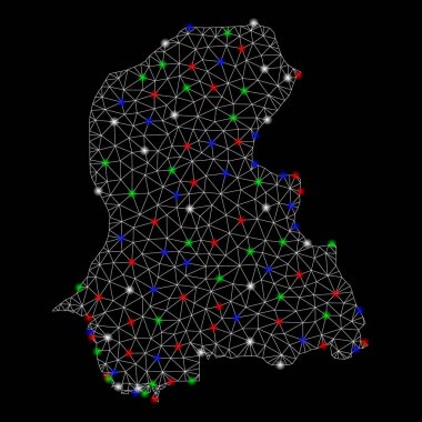 Parlama Spotlar ile parlak Mesh 2D Sindh Eyaleti Haritası