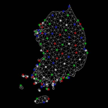 Parlak Mesh 2D Güney Kore ışık Spotlar ile harita