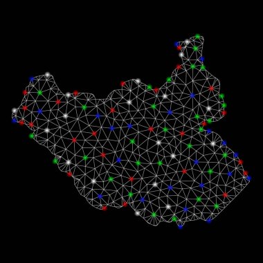 Light Spotlar ile parlak Mesh 2D Güney Sudan Haritası
