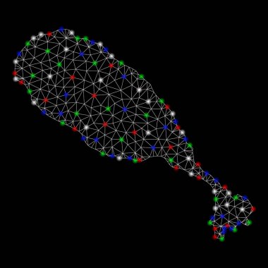 Parlama Spotlar ile parlak kafes tel çerçeve St Kitts Adası Haritası
