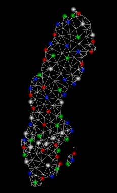 Parlama Spotlar ile parlak Mesh karkas Isveç Haritası