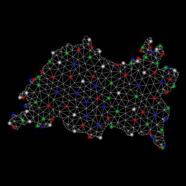 Parlayan Spotlar ile parlak kafes tel çerçeve Tataristan Haritası