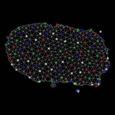 Parlama Spotlar ile parlak Mesh karkas Terceira Adası Haritası