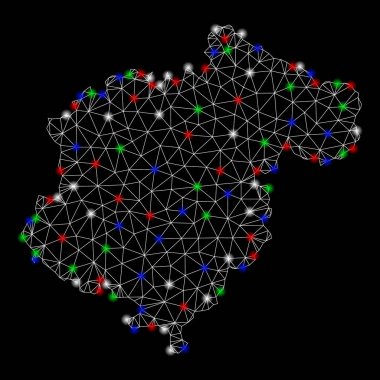 Flash Spotlar ile parlak kafes tel çerçeve Teruel Eyaleti Haritası