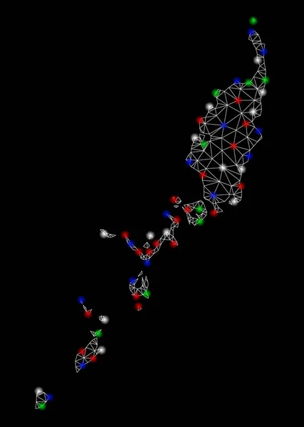Мережа яскравих сіток Палау Карта зі світлими плямами — стоковий вектор